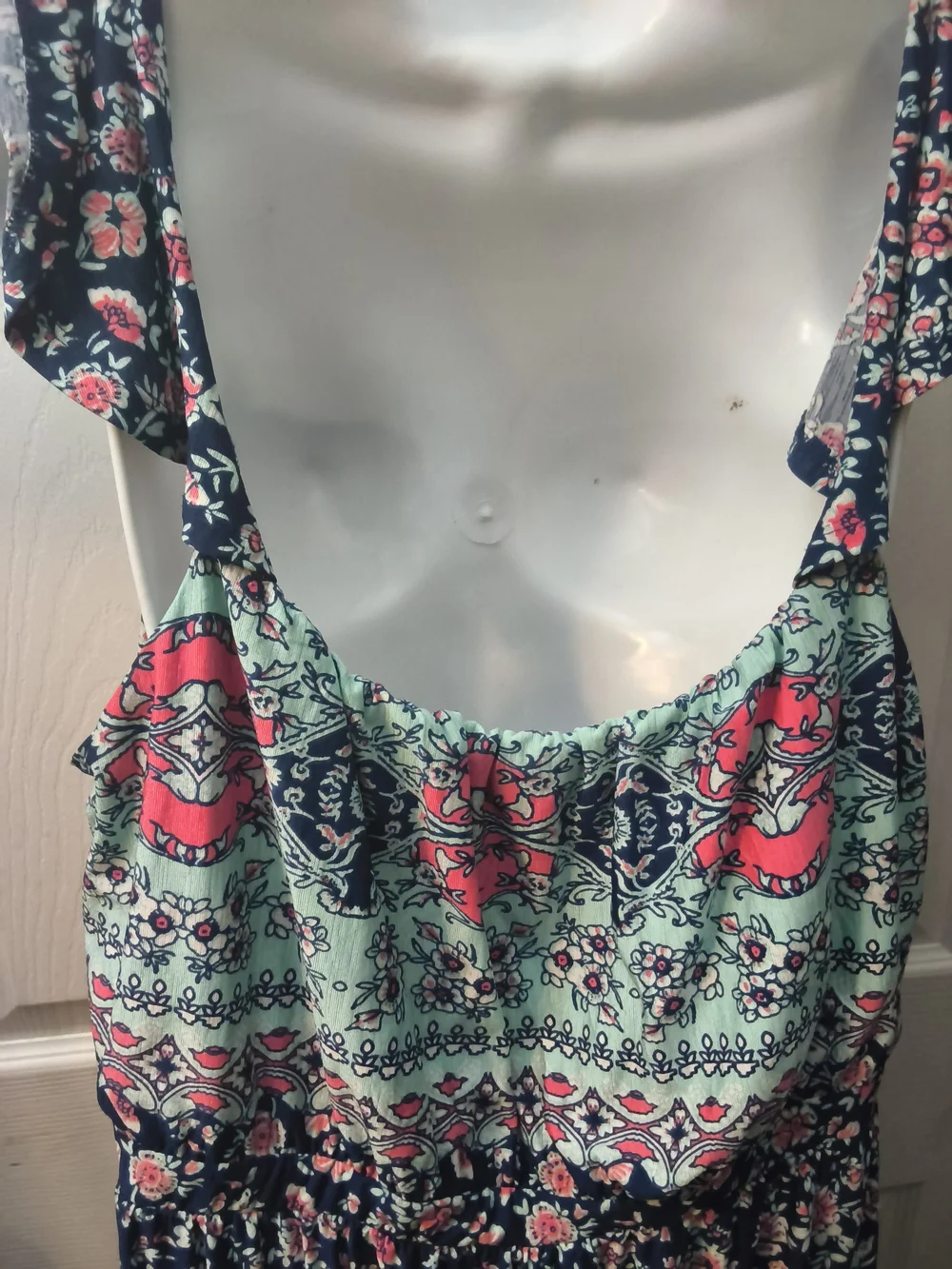 Rickis Navy Floral Maxi Dress with Mint Accent - Picture 11 of 16